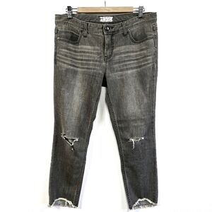 Free People W31 Skinny Destroyed Denim Jeans Washed Black W31